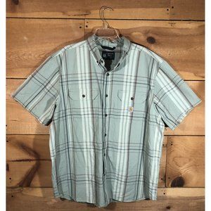 Carhartt Loose Fit Button Up Short Sleeve Shirt Mens Size XL Plaid Casual Work